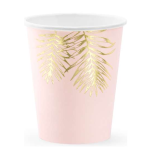 6 Bicchieri Rosa Foglie Oro