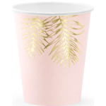 6 Bicchieri Rosa Foglie Oro