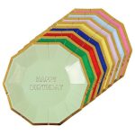 8 Piattini Colori Misti Happy Birthday