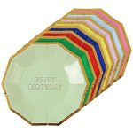 8 Piattini Colori Misti Happy Birthday