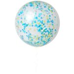 Kit 3 Palloncini Trasparenti con Coriandoli Blu e Giallo