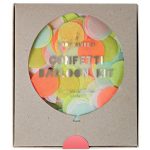 Kit 8 Palloncini Trasparenti con Coriandoli Neon