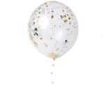 Kit 8 Palloncini Trasparenti con Coriandoli Pastello e Oro