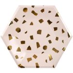 8 Piatti Rosa con Macchie Oro