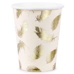 6 Bicchieri Cipria con Piume oro