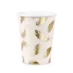 6 Bicchieri Cipria con Piume oro