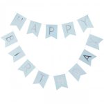 Festone Happy Birthday Celeste e Argento