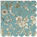 16 Tovaglioli Piccoli English Garden con Dettagli Oro