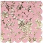 16 Tovaglioli Piccoli English Garden con Dettagli Oro