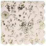 16 Tovaglioli Piccoli English Garden con Dettagli Oro