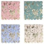 16 Tovaglioli Piccoli English Garden con Dettagli Oro