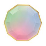 8 Piattini Colori Pastello e Bordo Oro