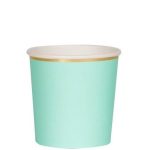 8 Bicchieri Piccoli Verde Menta con Bordo Oro