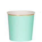 8 Bicchieri Piccoli Verde Menta con Bordo Oro