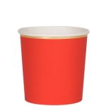 8 Bicchieri Piccoli Rossi con Bordo Oro