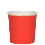 8 Bicchieri Piccoli Rossi con Bordo Oro