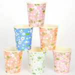 12 Bicchieri Pastello con Margherite