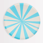 8 Piattini con Strisce Celesti e Bianche
