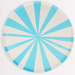 8 Piatti con Strisce Celesti e Bianche