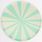 8 Piatti con Strisce Bianche e Verde Menta
