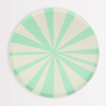 8 Piattini con Strisce Bianche e Verde Menta