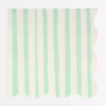 16 Tovaglioli Piccoli con Strisce Bianche e Verde Menta