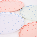 8 Piatti con Stelle Rosa, Blu e Verde Menta