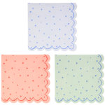 16 Tovaglioli con Stelle Rosa, Blu e Verde Menta