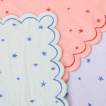 16 Tovaglioli Piccoli con Stelle Rosa, Blu e Verde Menta