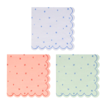 16 Tovaglioli Piccoli con Stelle Rosa, Blu e Verde Menta