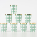 8 Bicchieri a Quadretti Verdi e Bianchi
