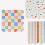 16 Tovaglioli Piccoli a Righe, Pois e Quadretti Arcobaleno