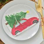 16 Tovaglioli Auto con Albero di Natale