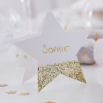 6 Segnaposto Stella con Glitter Oro