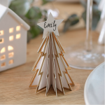 6 Segnaposto Albero di Natale Bianco e Oro