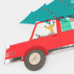 16 Tovaglioli Macchina con Renna e Albero di Natale