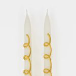 2 Candele Bianche e Spirale Oro