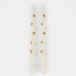 2 Candele Bianche e Stelle Oro