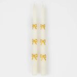 2 Candele Bianche e Fiocchi Oro