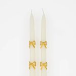 2 Candele Bianche e Fiocchi Oro