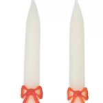 2 Candele Bianche e Fiocchi Colorati