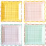 8 Piatti Quadrati a Quadretti Pastello