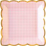 8 Piatti Quadrati a Quadretti Rosa