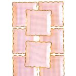 8 Piatti Quadrati a Quadretti Rosa