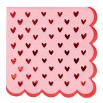 18 Tovaglioli Piccoli Rosa Cuori Rossi