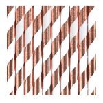 10 Cannucce Rose Gold Bianco Righe in Carta