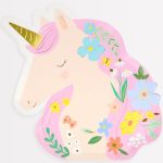 8 Piatti Unicorno Fiori