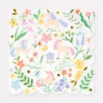 16 Tovaglioli Piccoli Unicorni e Fiori