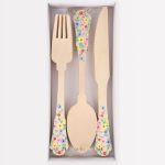 24 Posate in Legno con Fiori