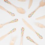 24 Posate in Legno con Fiori